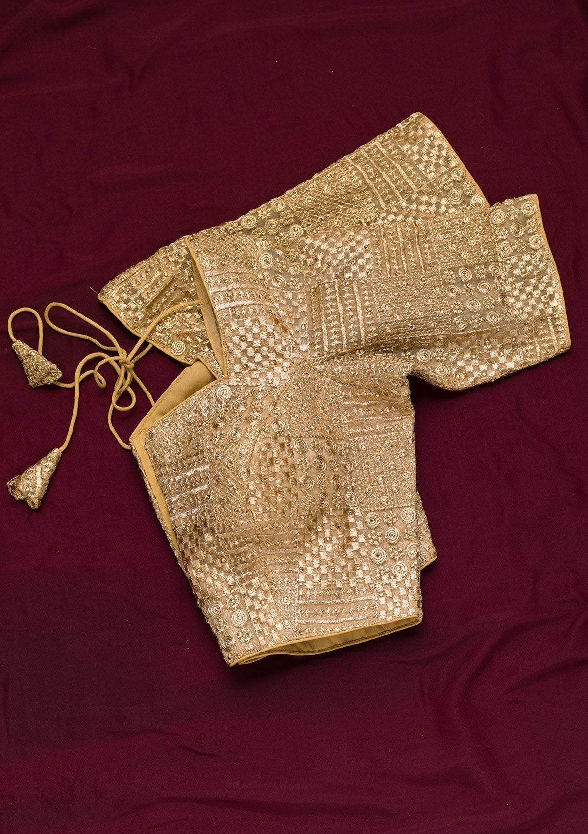 Gold Zariwork Net Blouse-Koskii