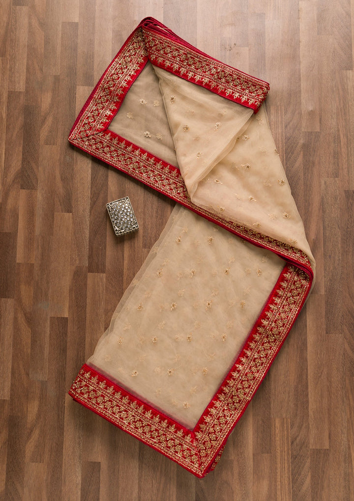 Gold Zariwork Net Dupatta-Koskii
