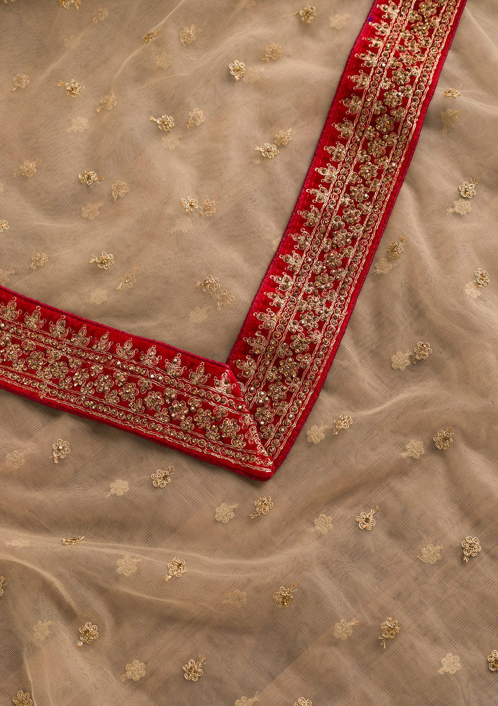 Gold Zariwork Net Dupatta-Koskii