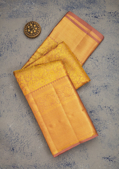 Gold Zariwork Pure Silk Saree-Koskii