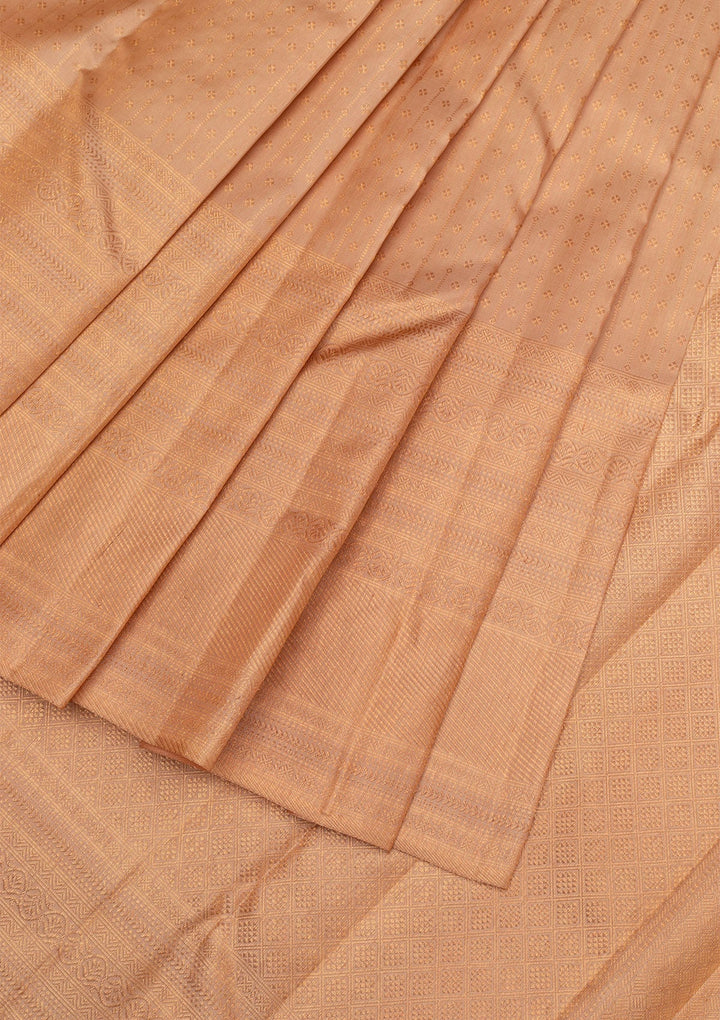 Gold Copper Zariwork Pure Silk Saree - Koskii