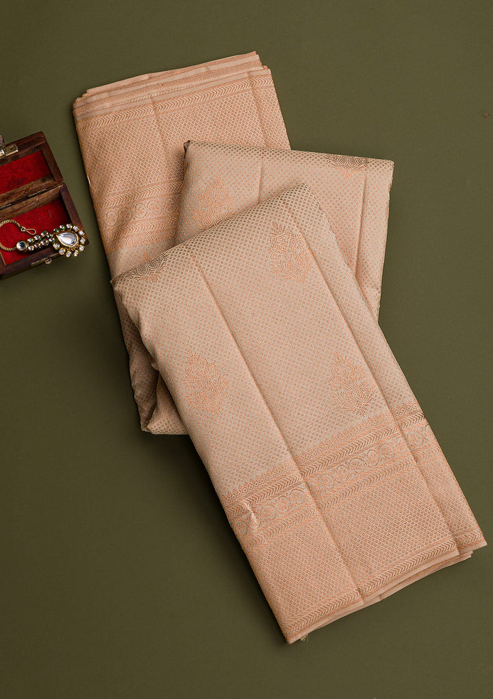 Gold Copper Zariwork Pure Silk Saree - Koskii