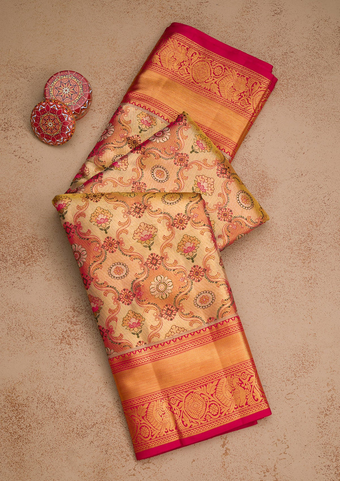 Gold Zariwork Pure Silk Saree-Koskii