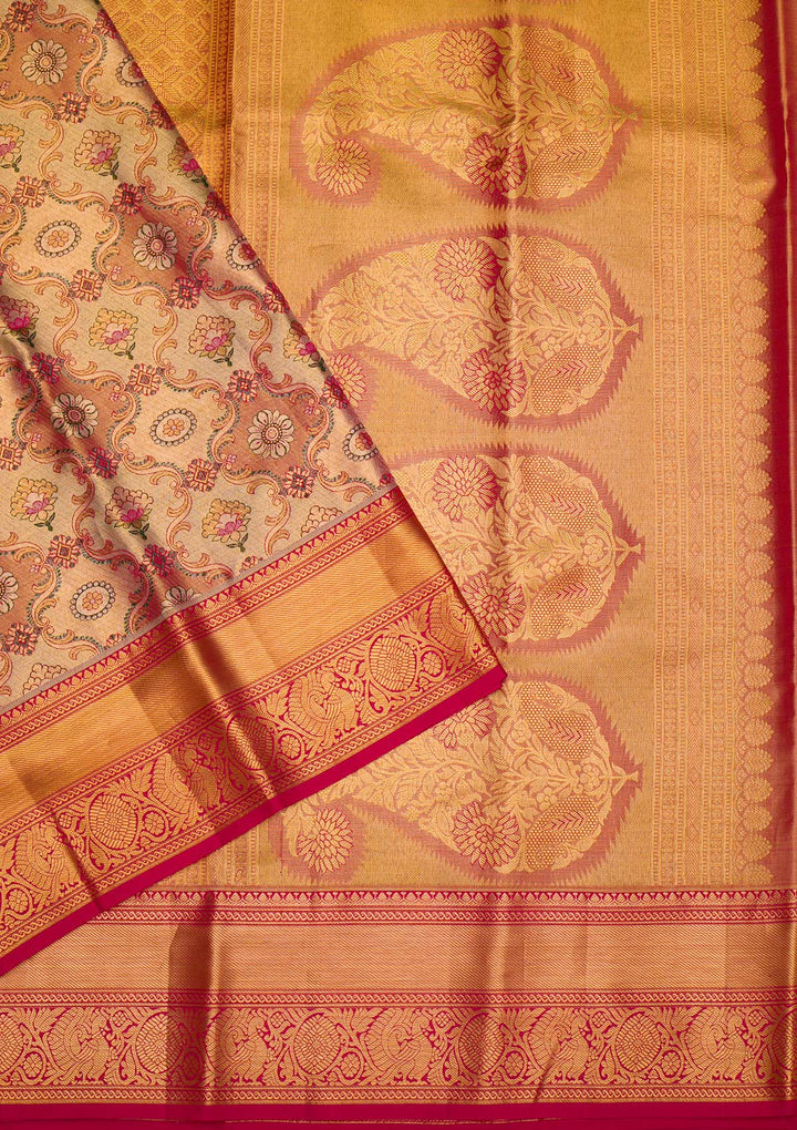 Gold Zariwork Pure Silk Saree-Koskii