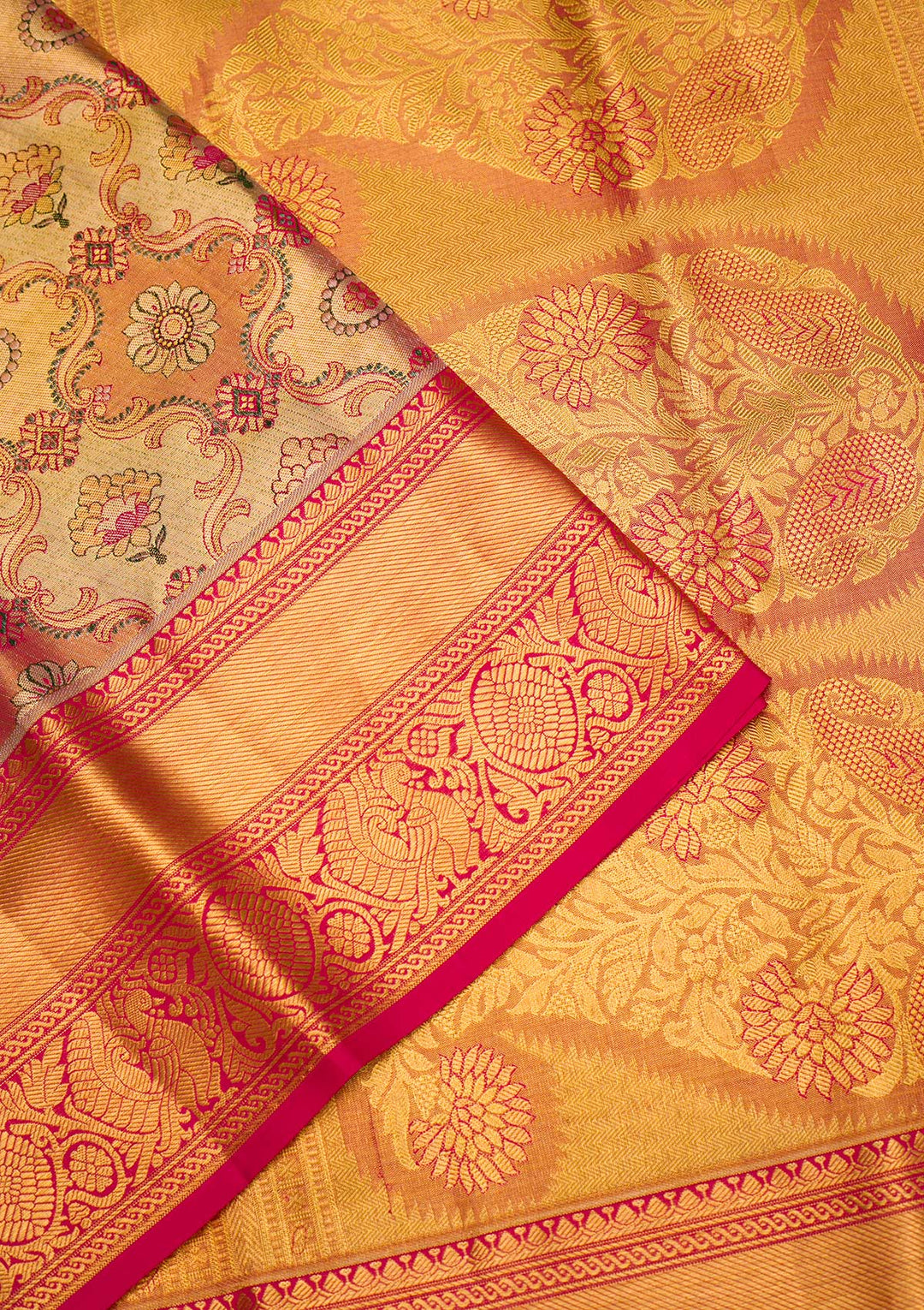 Gold Zariwork Pure Silk Saree-Koskii
