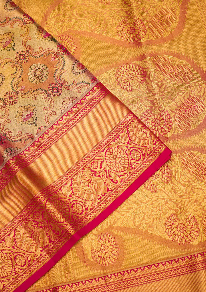 Gold Zariwork Pure Silk Saree-Koskii