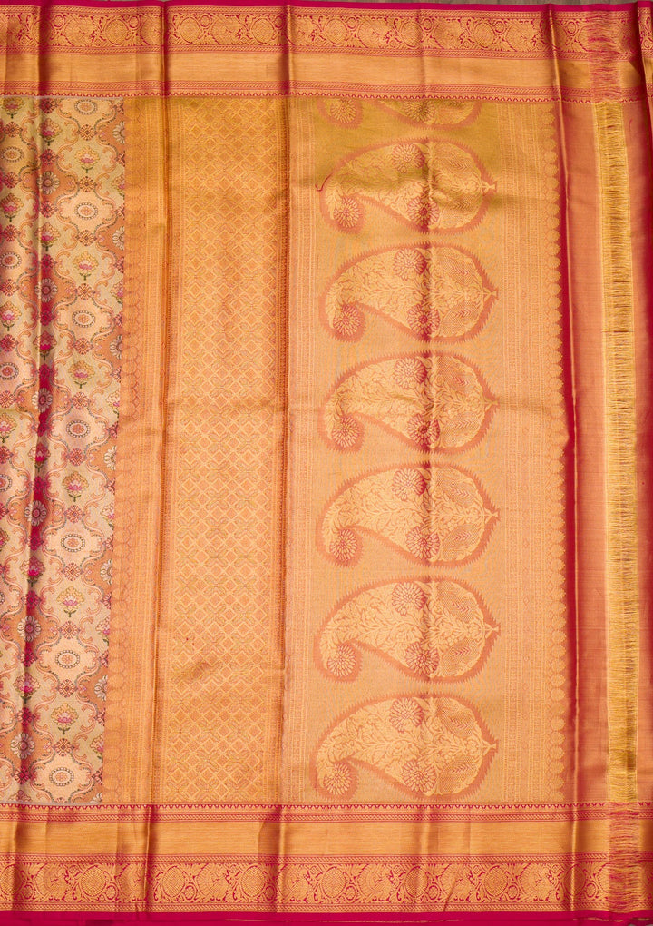 Gold Zariwork Pure Silk Saree-Koskii