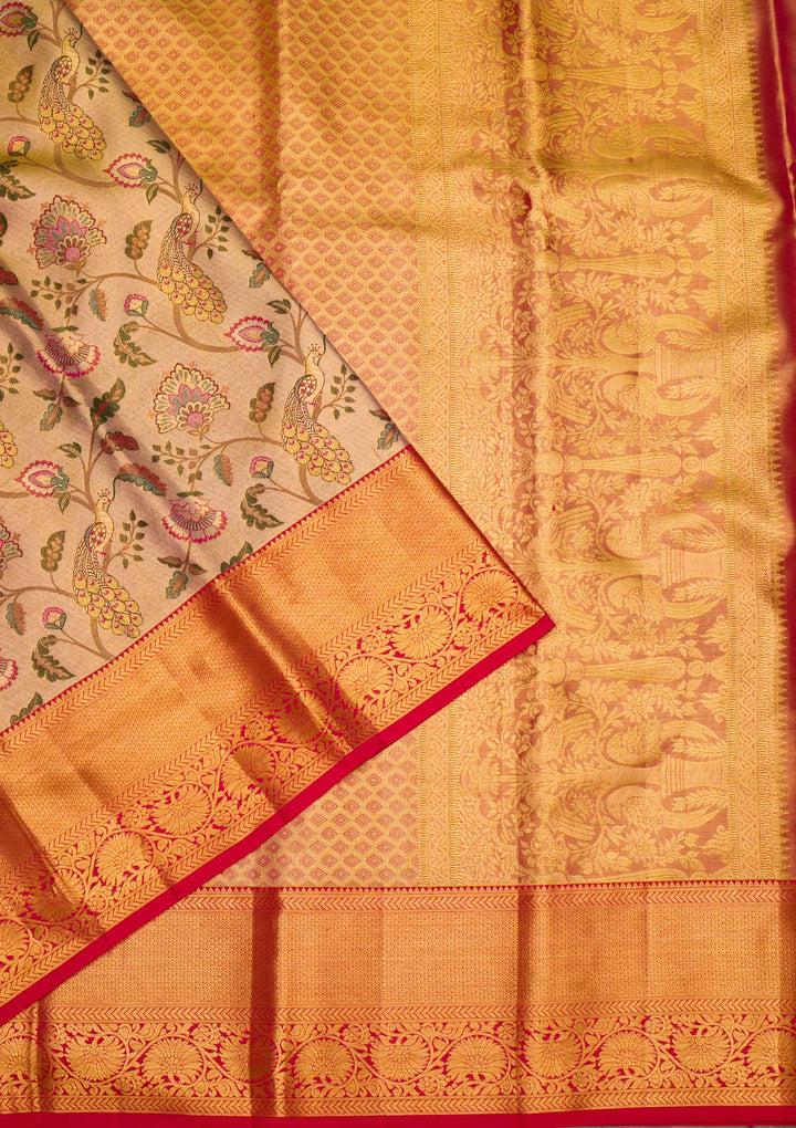Gold Zariwork Pure Silk Saree-Koskii