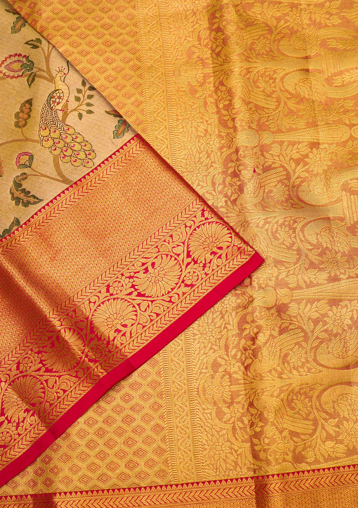 Gold Zariwork Pure Silk Saree-Koskii