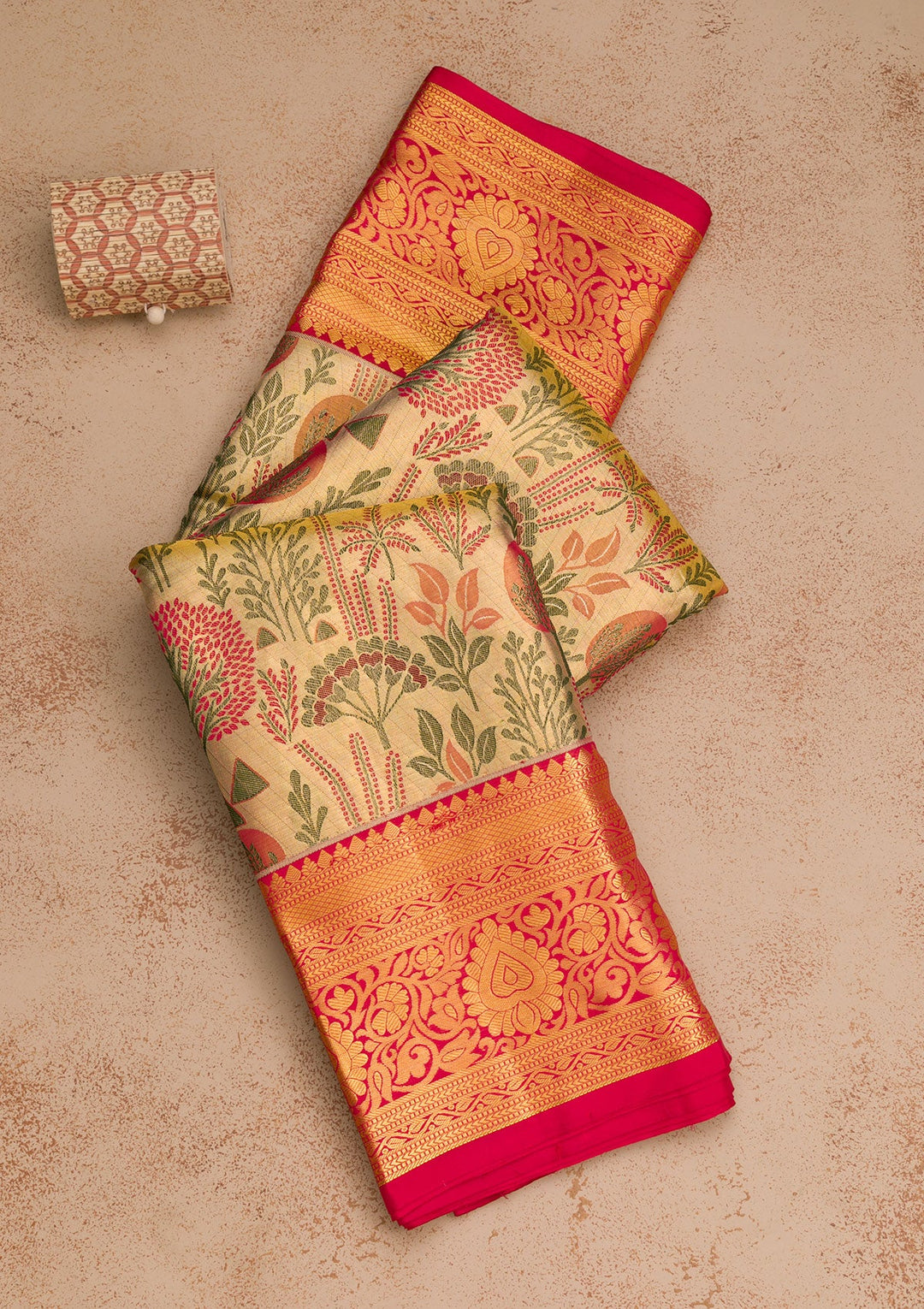 Gold Zariwork Pure Silk Saree-Koskii