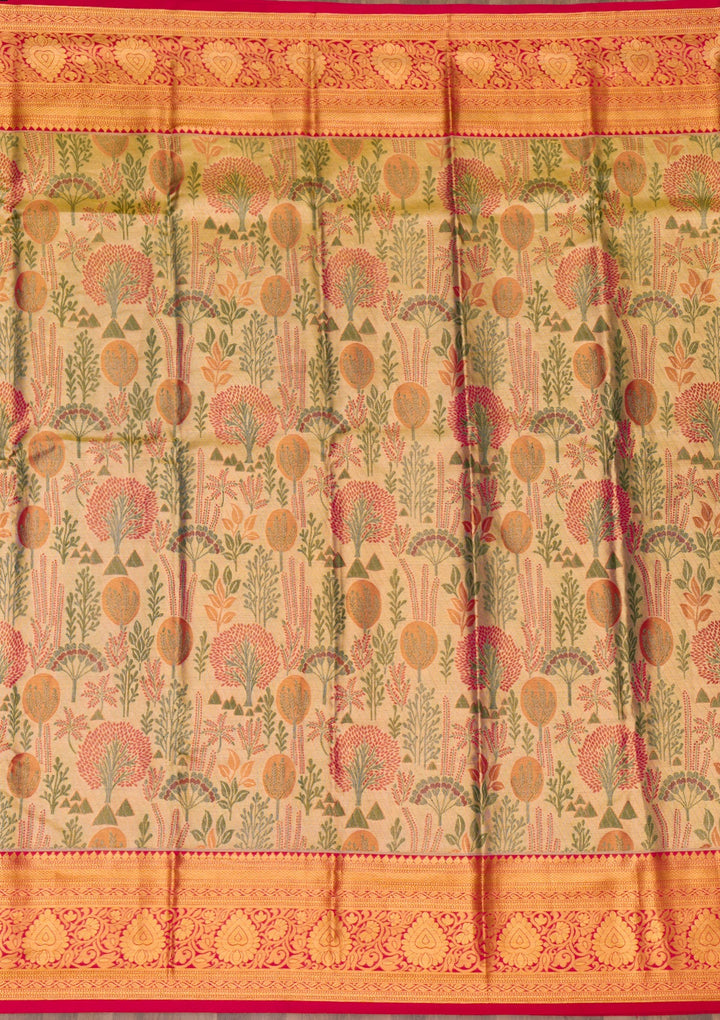 Gold Zariwork Pure Silk Saree-Koskii
