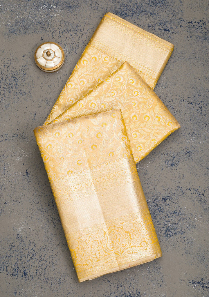 Gold Zariwork Pure Silk Saree-Koskii
