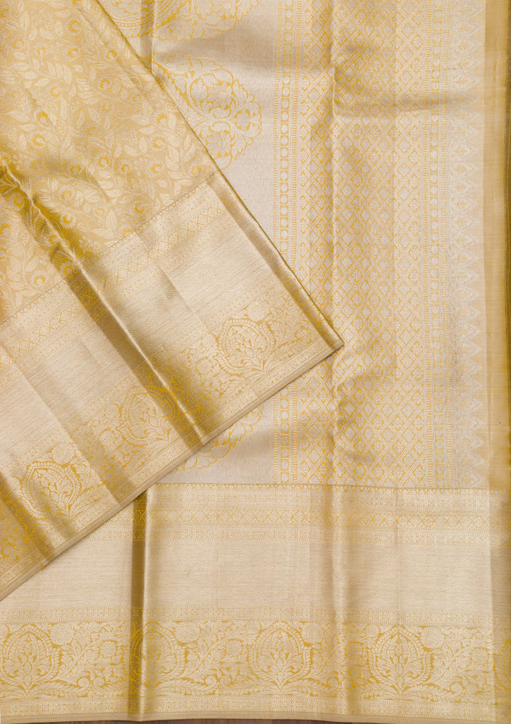 Gold Zariwork Pure Silk Saree-Koskii