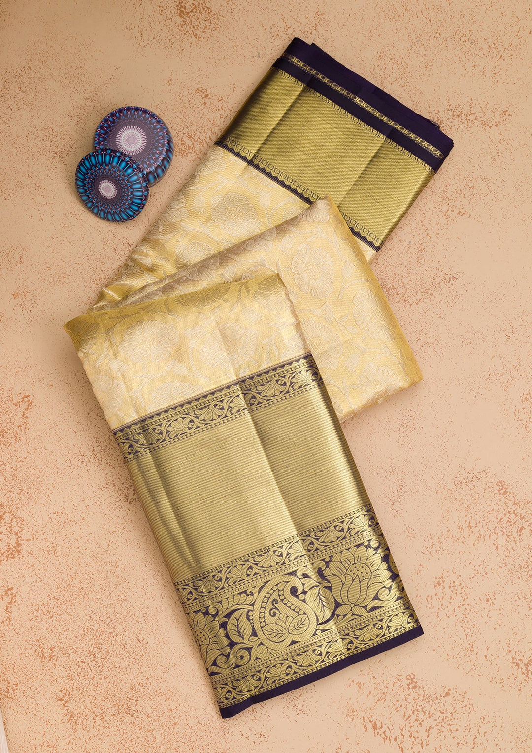 Gold Zariwork Pure Silk Saree-Koskii