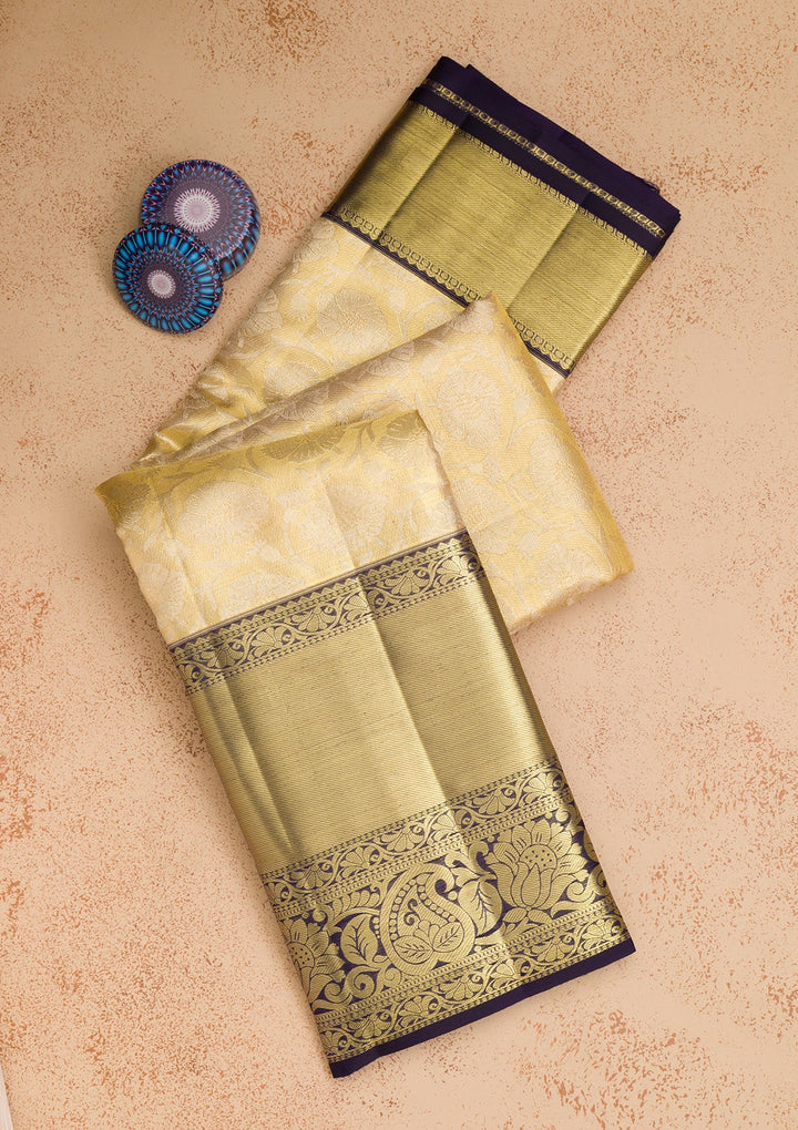 Gold Zariwork Pure Silk Saree-Koskii