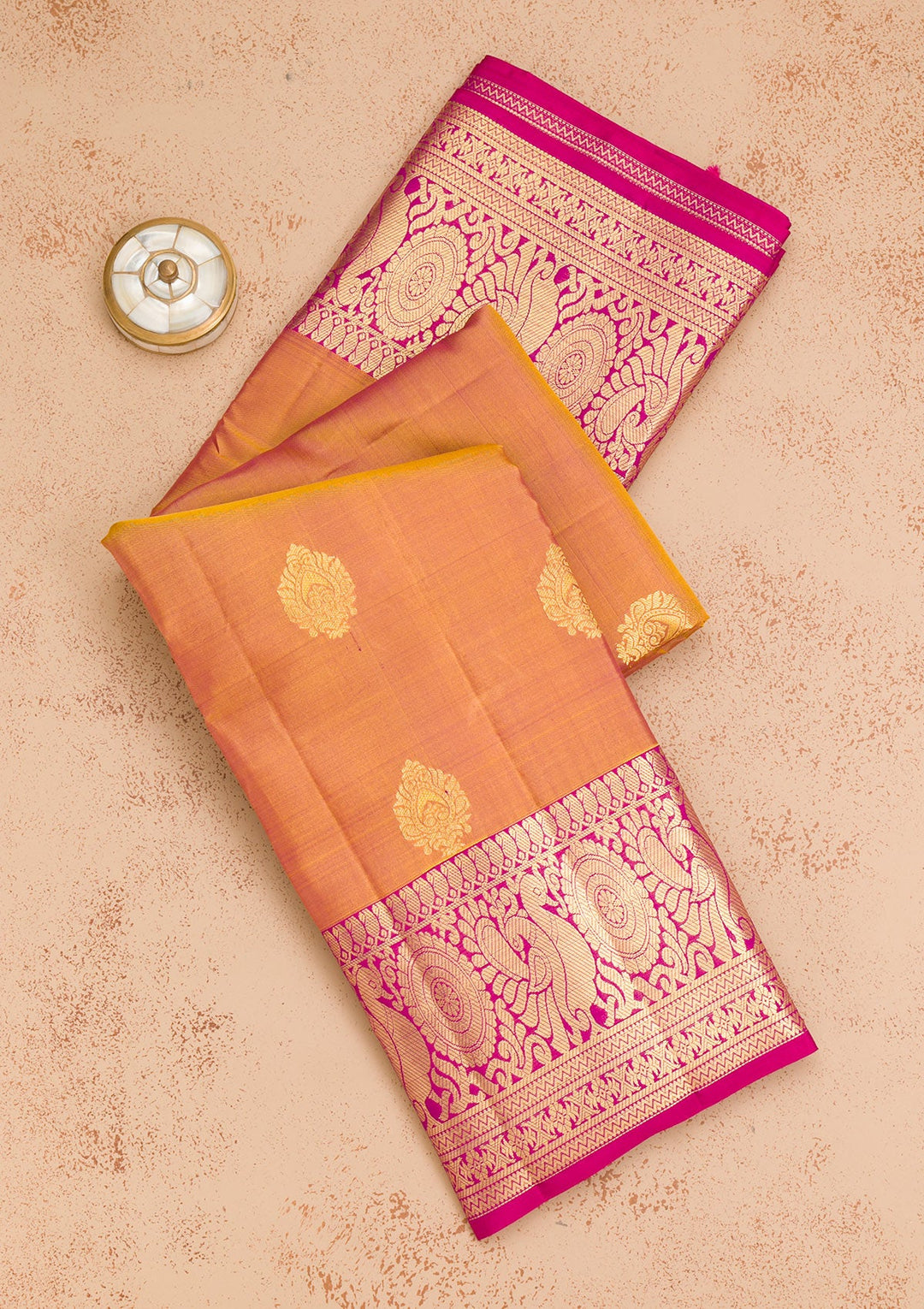 Gold Zariwork Pure Silk Saree-Koskii