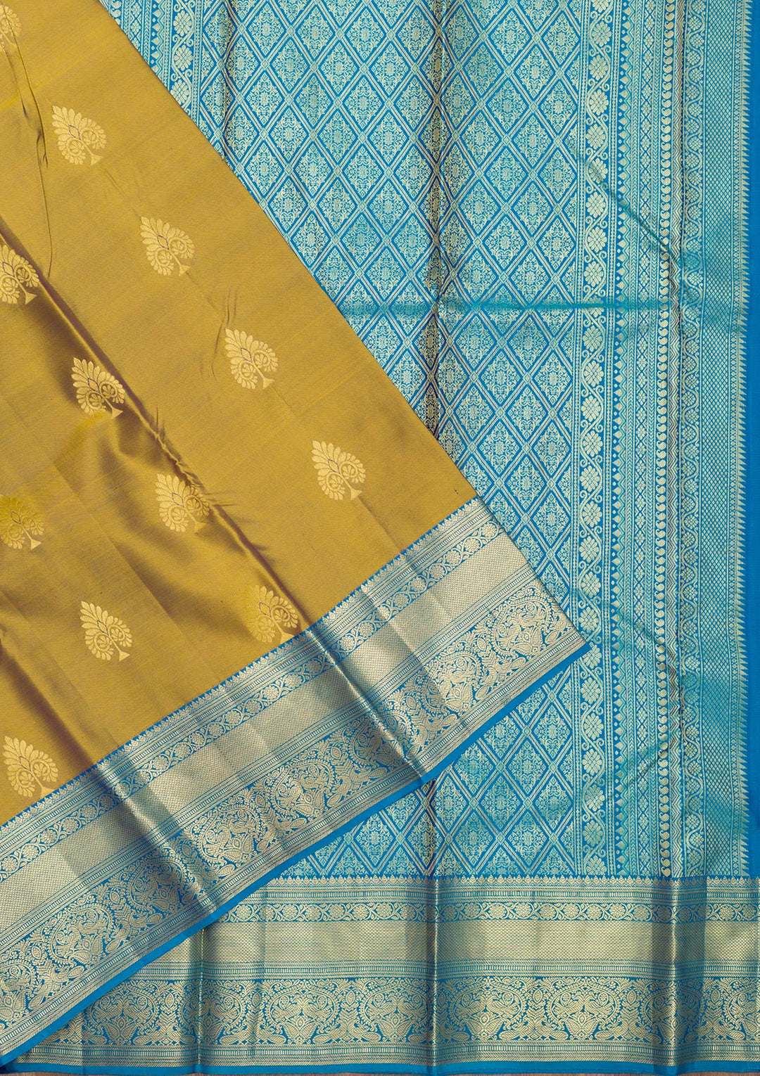Mehendi Zariwork Pure Silk Saree-Koskii