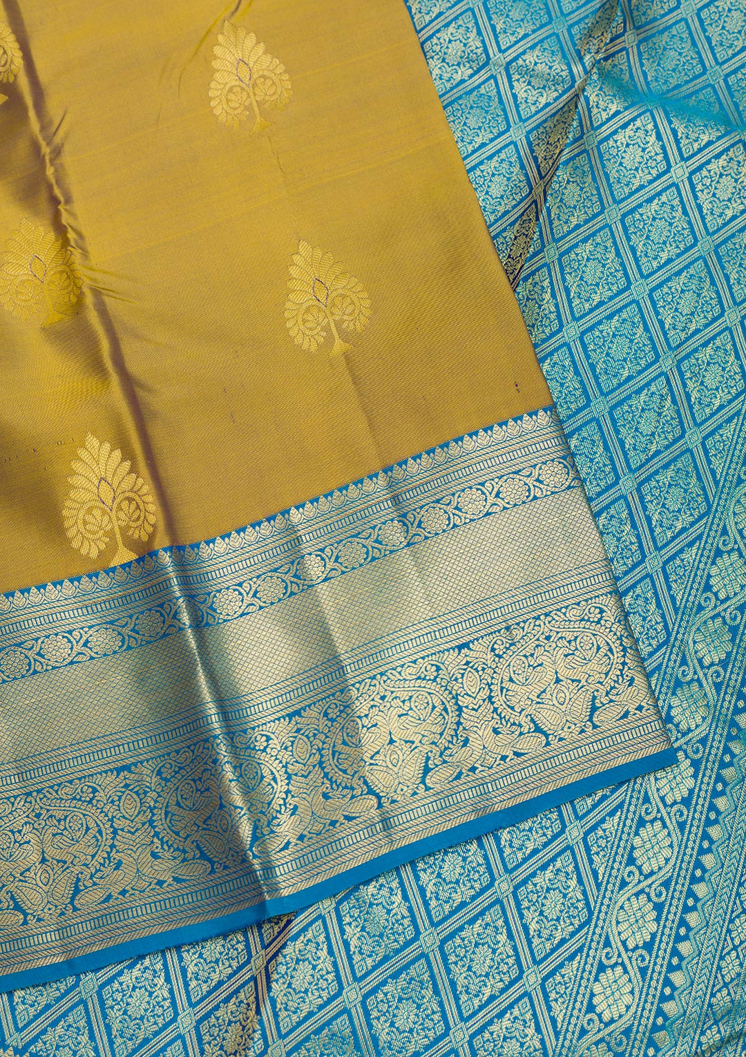 Mehendi Zariwork Pure Silk Saree-Koskii