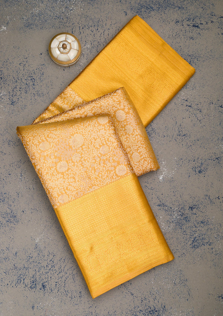 Gold Zariwork Pure Silk Saree-Koskii