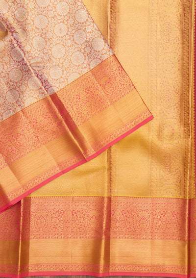 Gold Zariwork Pure Silk Saree-Koskii