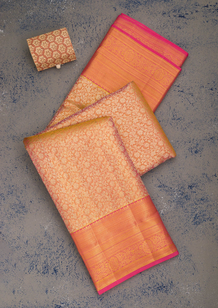 Gold Zariwork Pure Silk Saree-Koskii