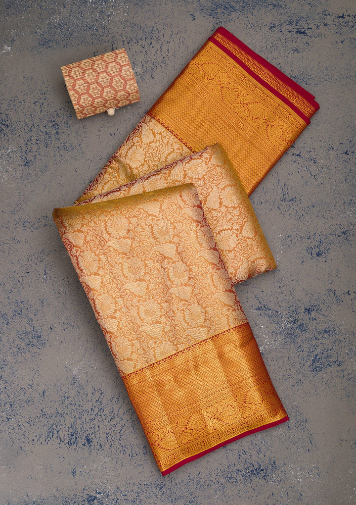 Gold Zariwork Pure Silk Saree-Koskii