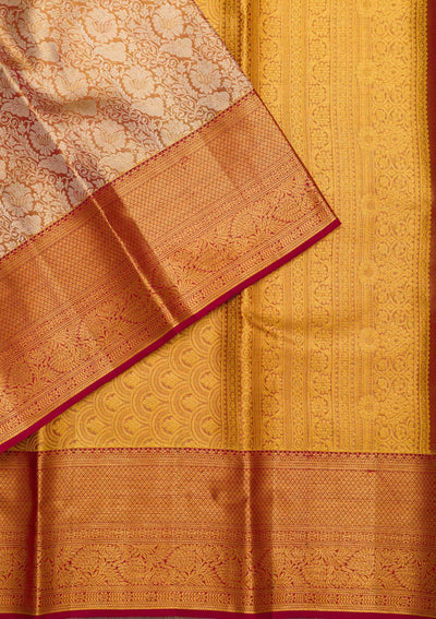 Gold Zariwork Pure Silk Saree-Koskii