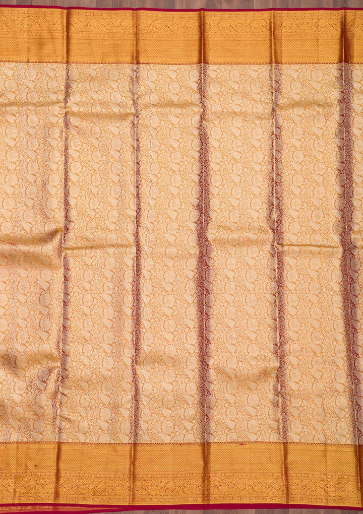 Gold Zariwork Pure Silk Saree-Koskii