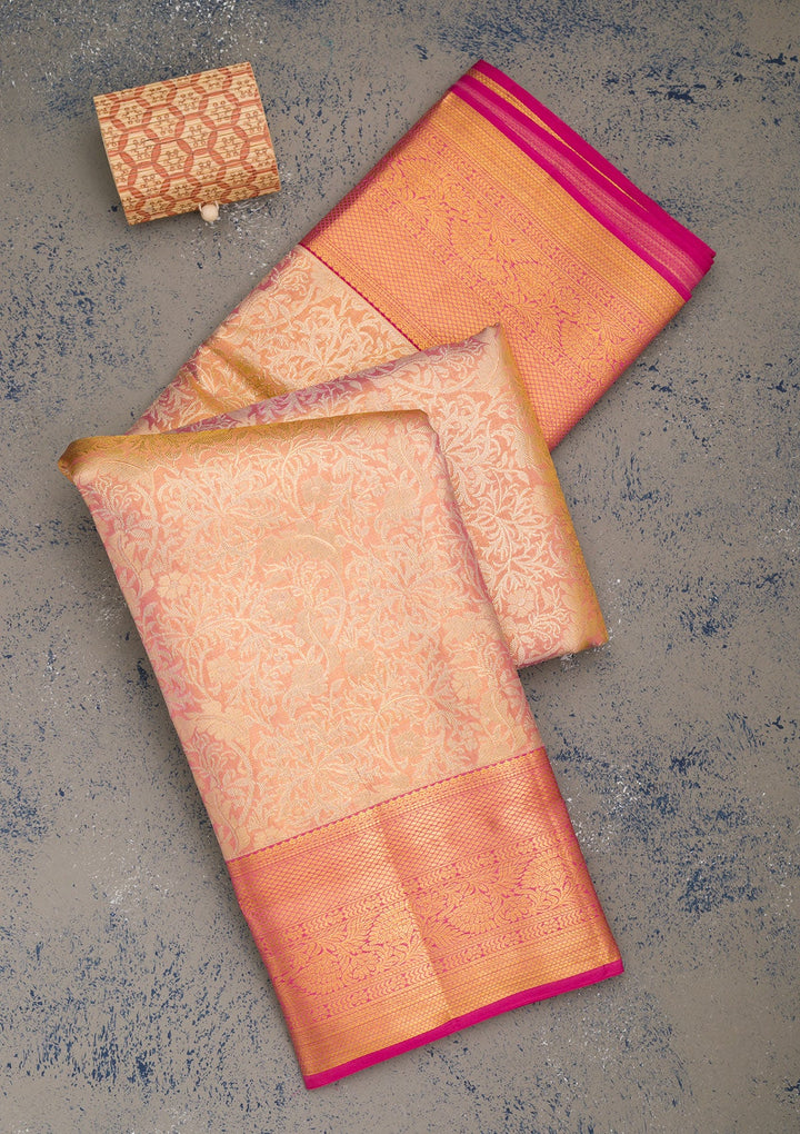 Gold Zariwork Pure Silk Saree-Koskii