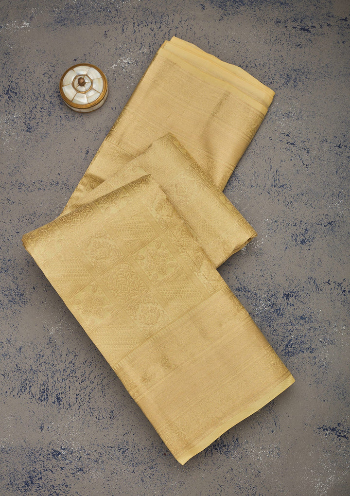 Gold Zariwork Pure Silk Saree-Koskii