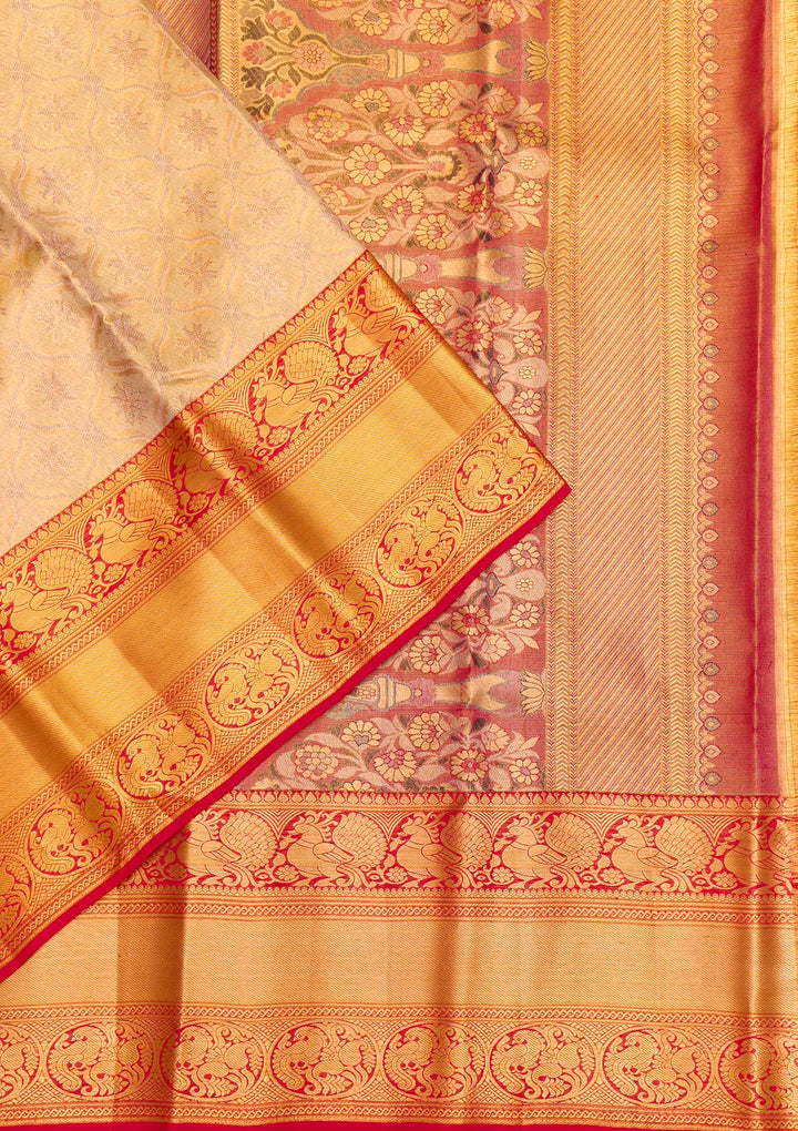 Gold Zariwork Tissue Saree-Koskii