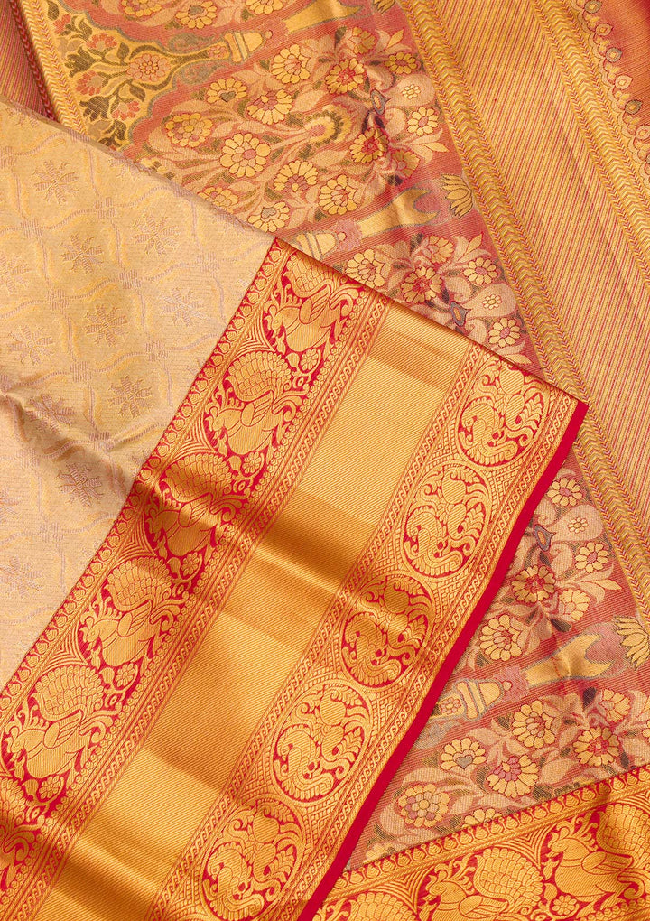 Gold Zariwork Tissue Saree-Koskii
