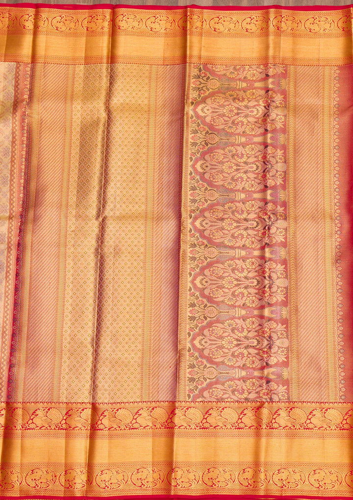 Gold Zariwork Tissue Saree-Koskii