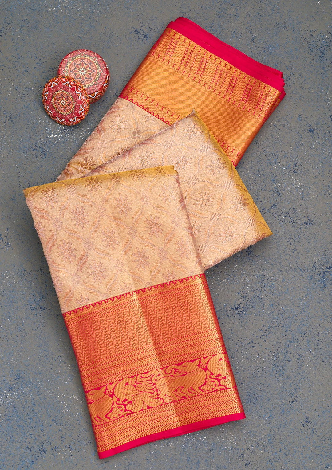 Gold Zariwork Tissue Saree-Koskii