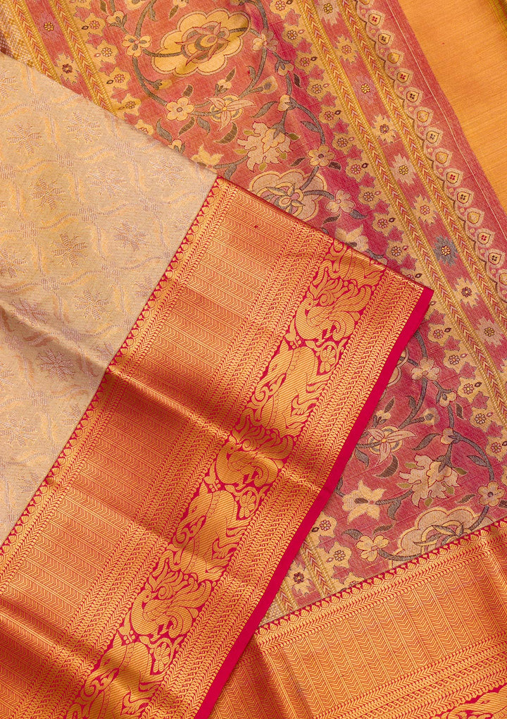 Gold Zariwork Tissue Saree-Koskii