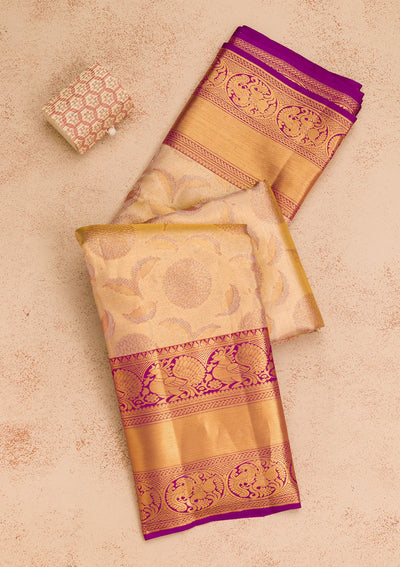 Gold Zariwork Tissue Saree-Koskii