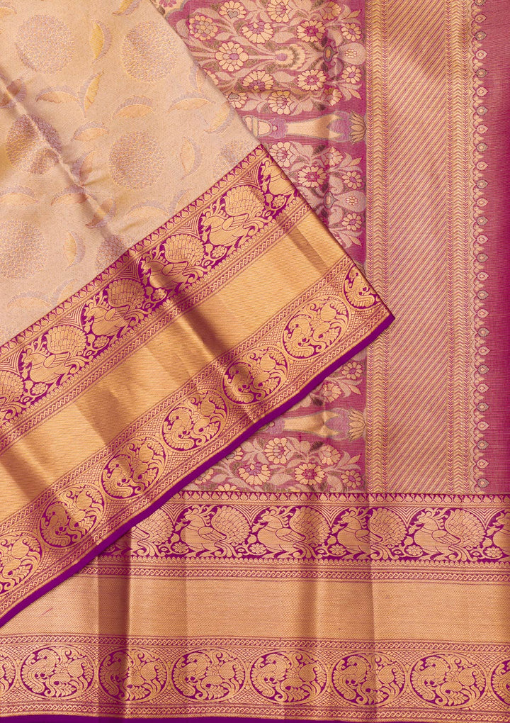 Gold Zariwork Tissue Saree-Koskii