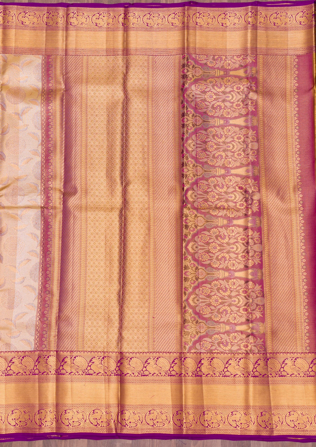 Gold Zariwork Tissue Saree-Koskii