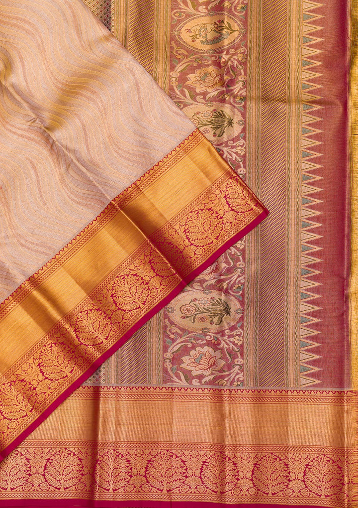 Gold Zariwork Tissue Saree-Koskii