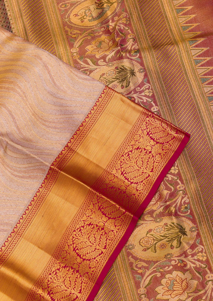 Gold Zariwork Tissue Saree-Koskii