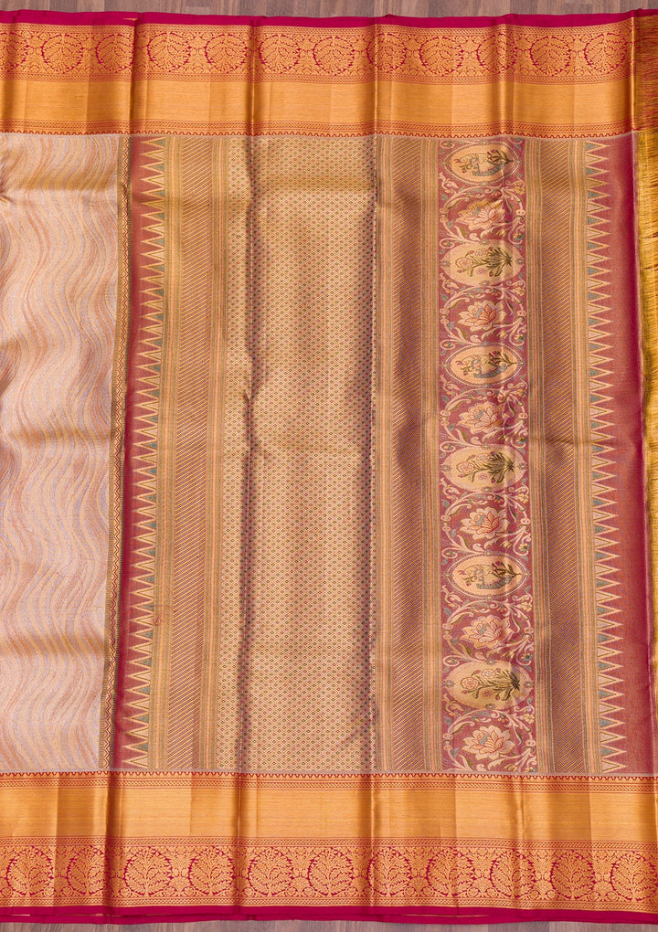 Gold Zariwork Tissue Saree-Koskii