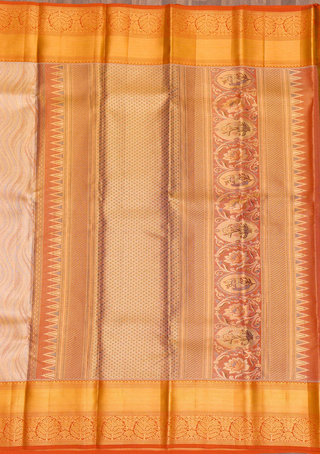 Gold Zariwork Tissue Saree-Koskii