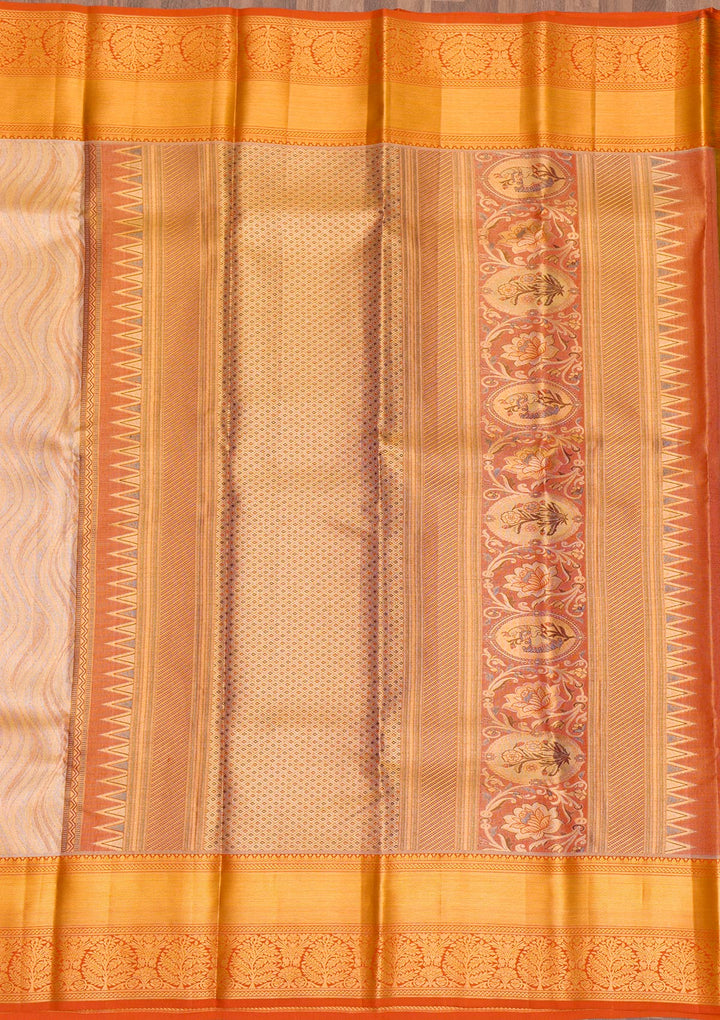 Gold Zariwork Tissue Saree-Koskii