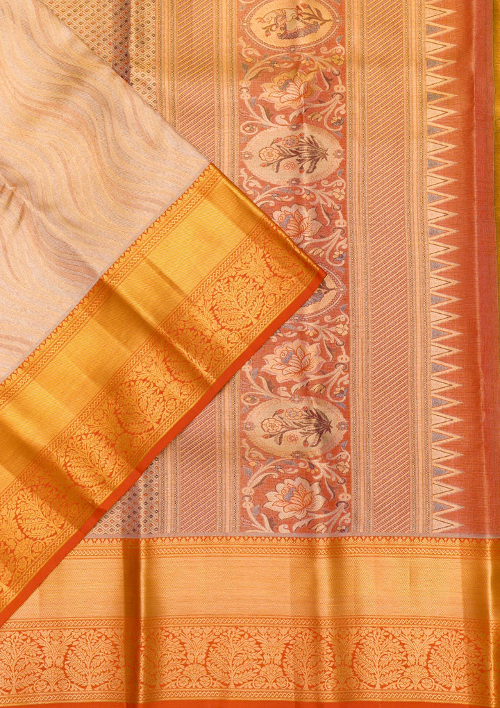 Gold Zariwork Tissue Saree-Koskii