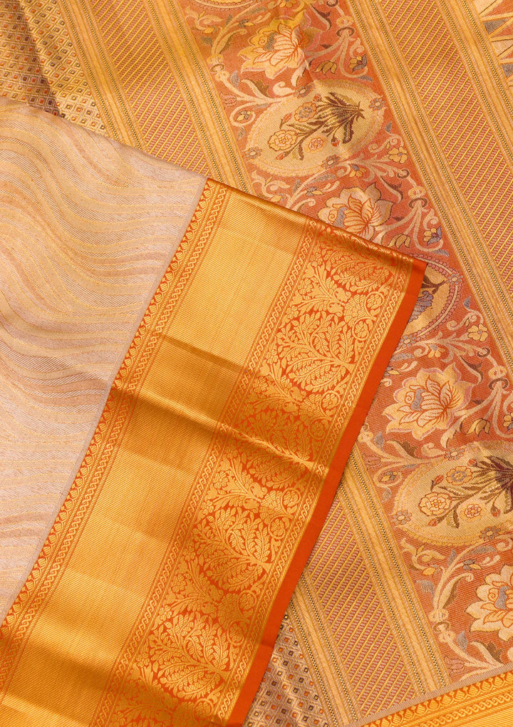Gold Zariwork Tissue Saree-Koskii