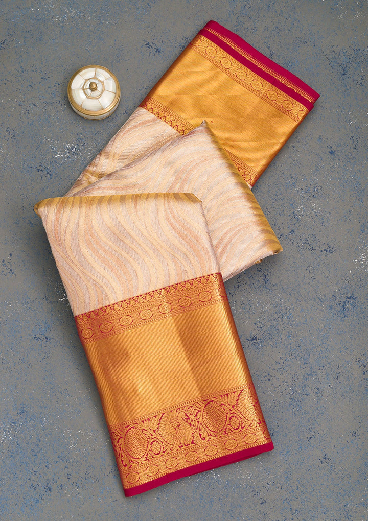 Gold Zariwork Tissue Saree-Koskii