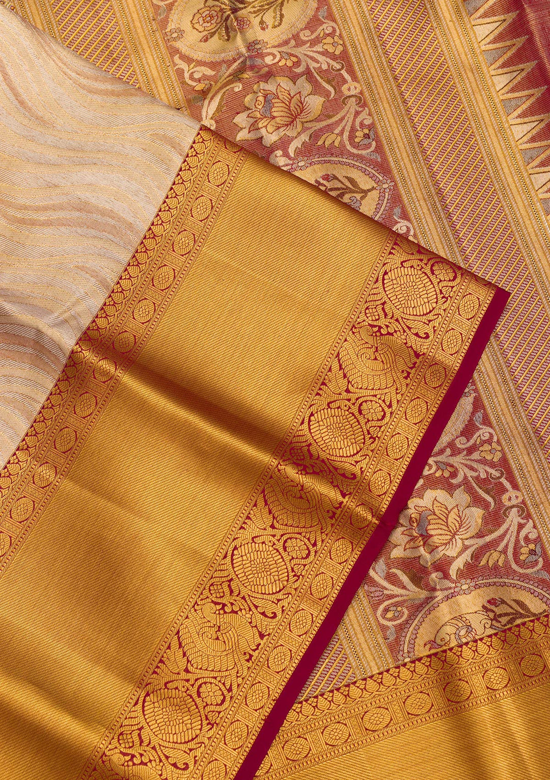 Gold Zariwork Tissue Saree-Koskii