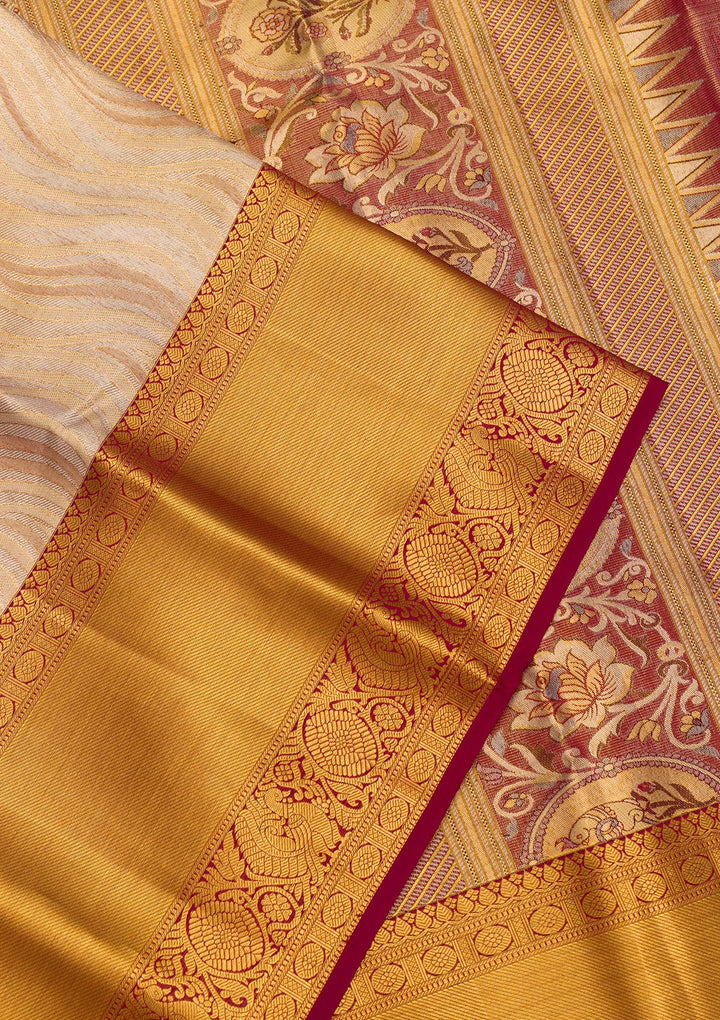 Gold Zariwork Tissue Saree-Koskii