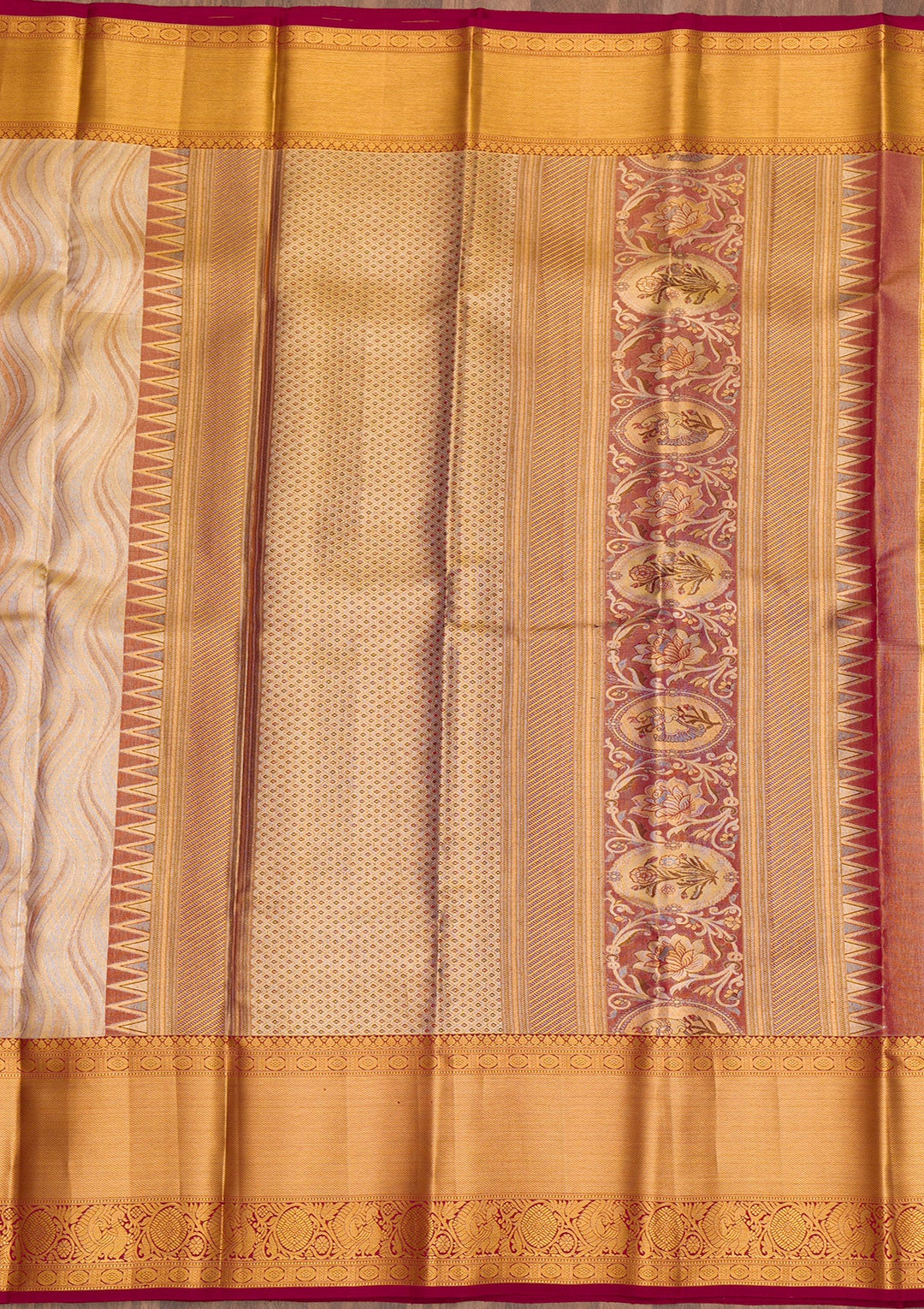 Gold Zariwork Tissue Saree-Koskii
