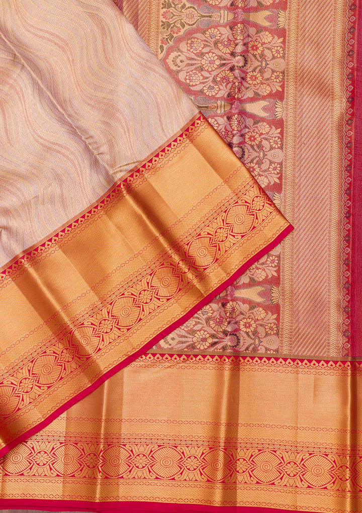 Gold Zariwork Tissue Saree-Koskii
